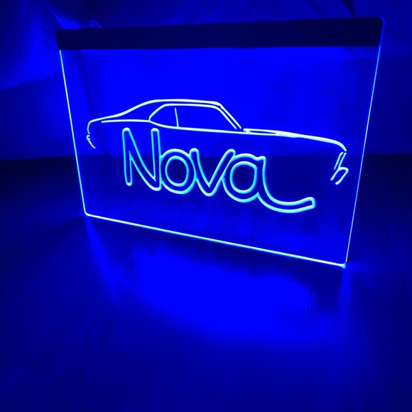 CHEVROLET NOVA LED NEON BLUE LIGHT SIGN 8x12 - Picture 2 of 3